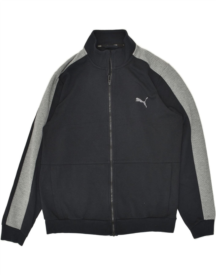 PUMA Mens Graphic Tracksuit Top Jacket Large Black Colourblock Cotton