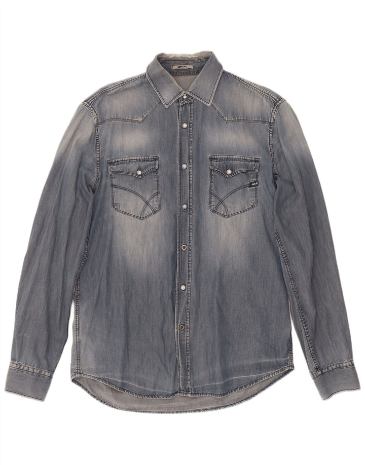 Gas Mens Denim Shirt XL Blue Cotton