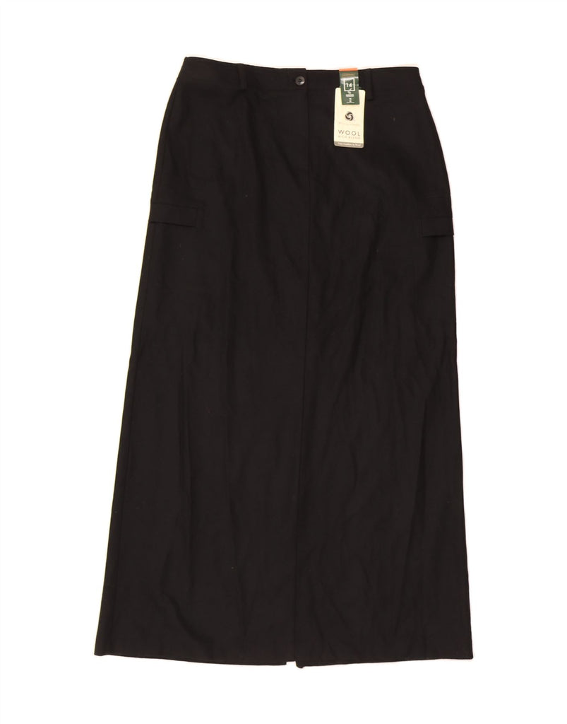 ST. BERNARD Womens Straight Skirt UK 14 Medium W28 L38 Black Wool Vintage St. Bernard and Second-Hand St. Bernard from Messina Hembry 