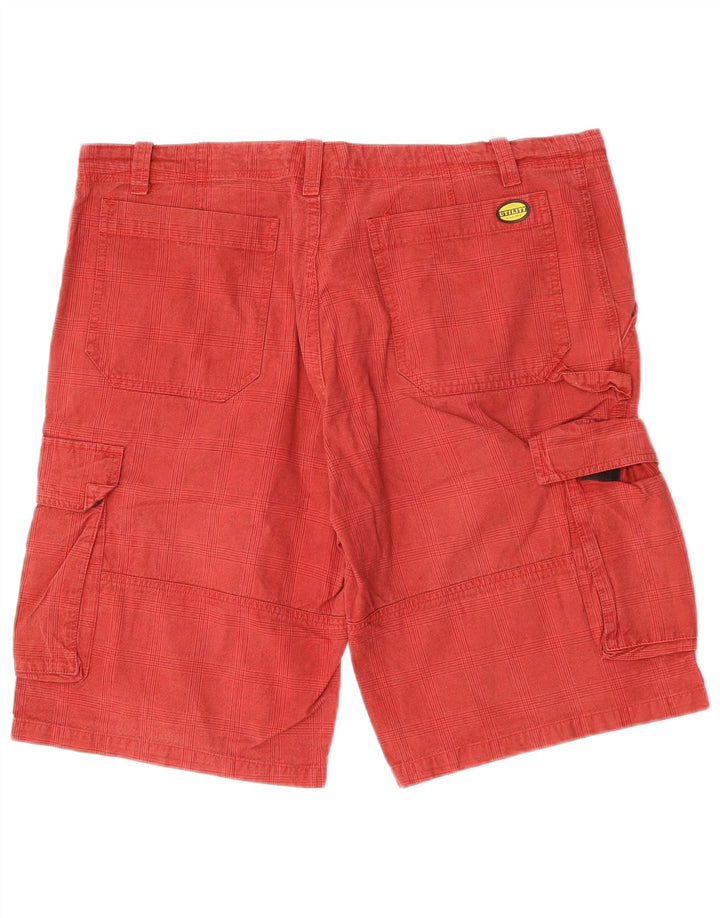 DIADORA Mens Cargo Shorts XL W38  Red Check Cotton