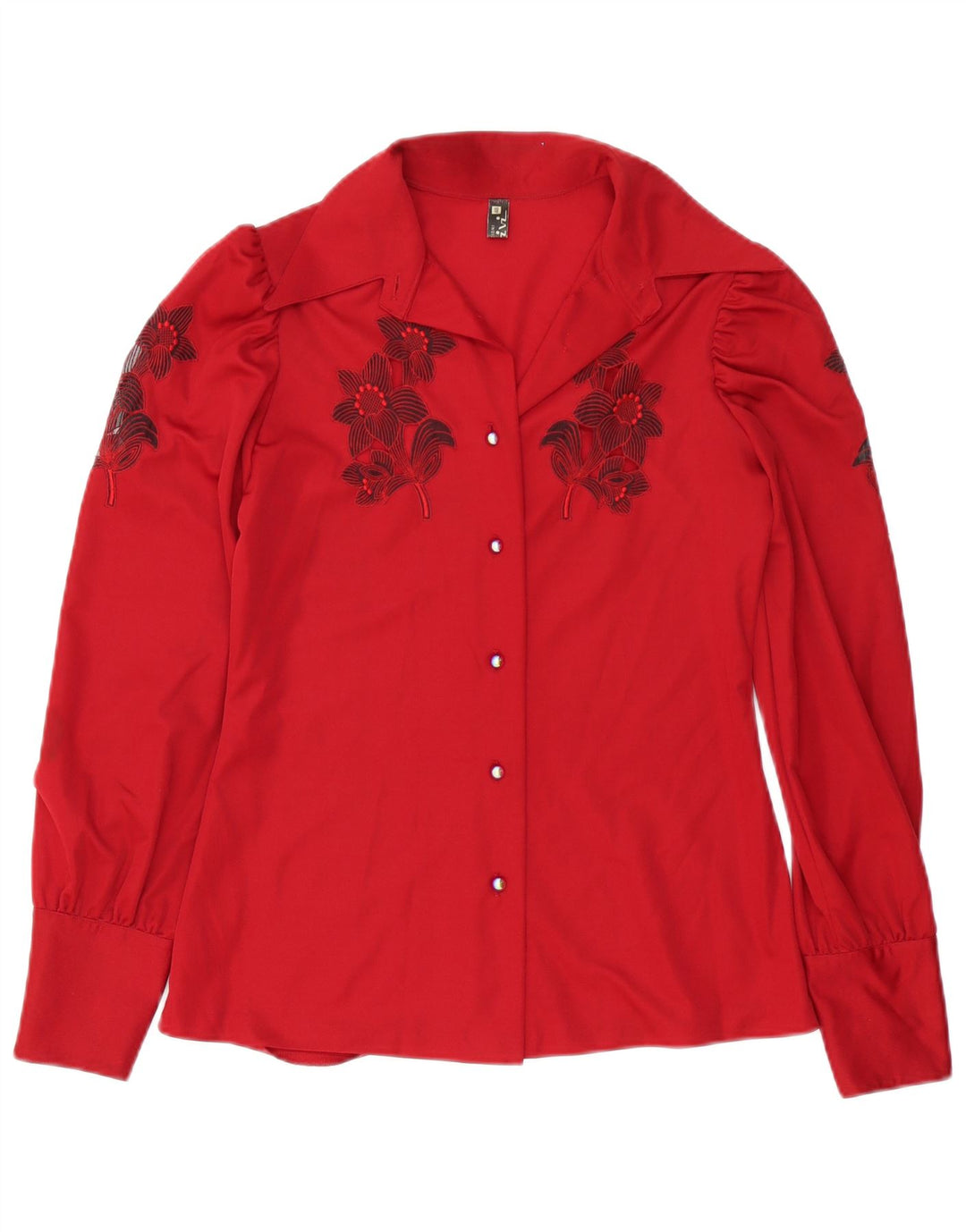 Vintage Womens Shirt Blouse IT 48 XL Red Floral Polyester