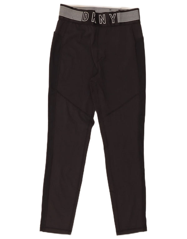 Dkny Womens Graphic Crop Leggings UK 12 Medium  Black Polyester