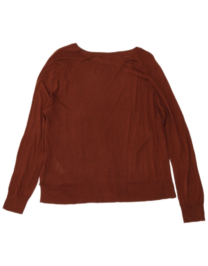 Zara Womens Boat Neck Jumper Sweater UK 14 Medium Maroon Viscose