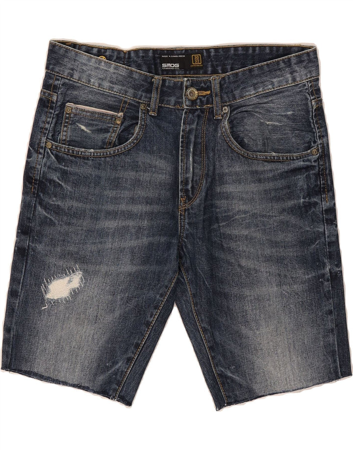 SMOG Mens Distressed Denim Shorts W30 Medium  Blue Cotton Vintage Smog and Second-Hand Smog from Messina Hembry 