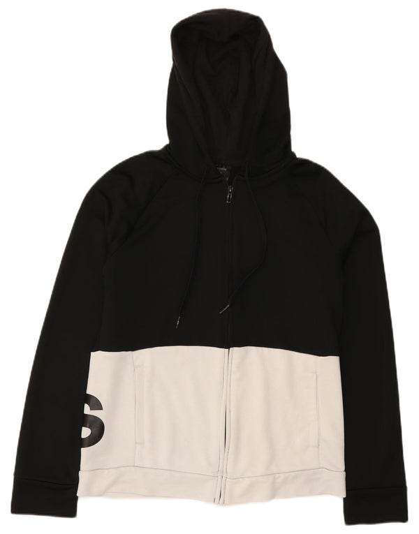 Adidas Womens Graphic Zip Hoodie Sweater UK 16/18 Large Black Colourblock
