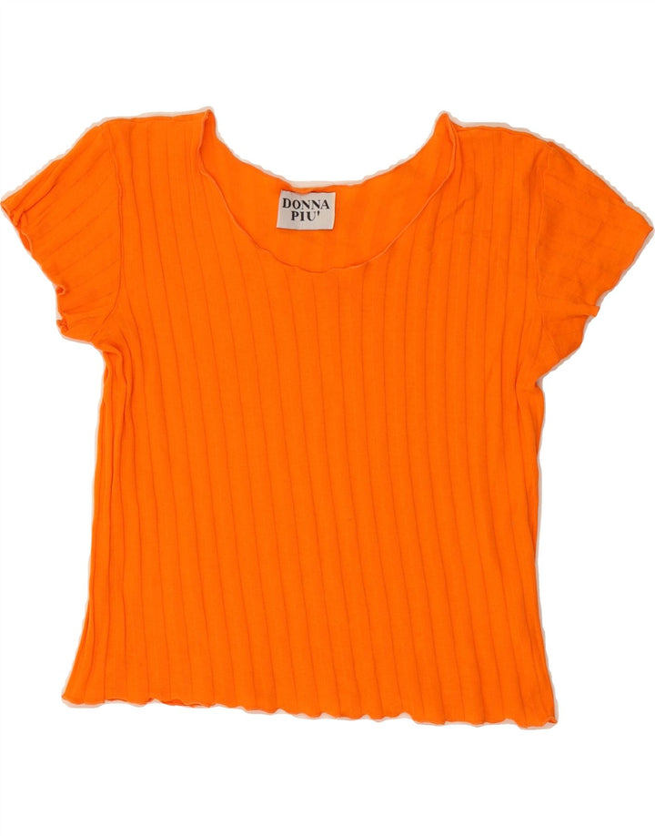 DONNA PIU Womens Crop Blouse Top UK 12 Medium Orange Vintage Donna Piu and Second-Hand Donna Piu from Messina Hembry 