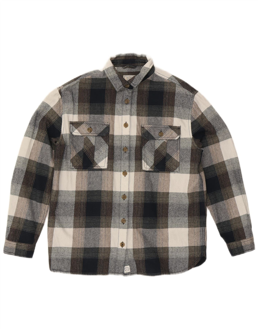Fat Face Womens Oversized Flannel Shirt UK 10 Small Grey Check Cotton
