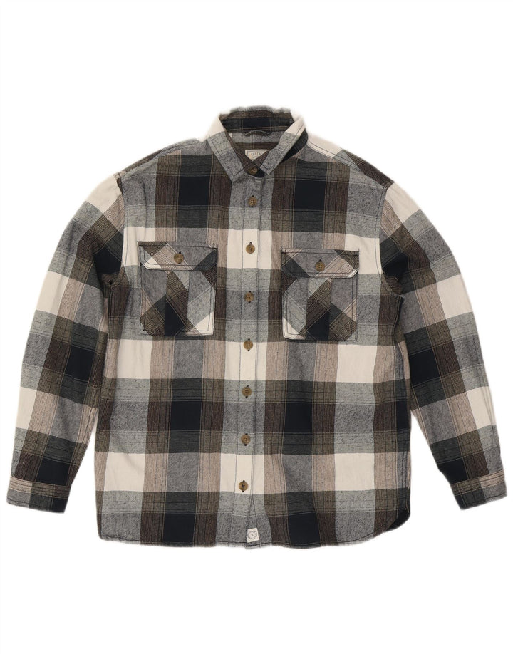 Fat Face Womens Oversized Flannel Shirt UK 10 Small Grey Check Cotton