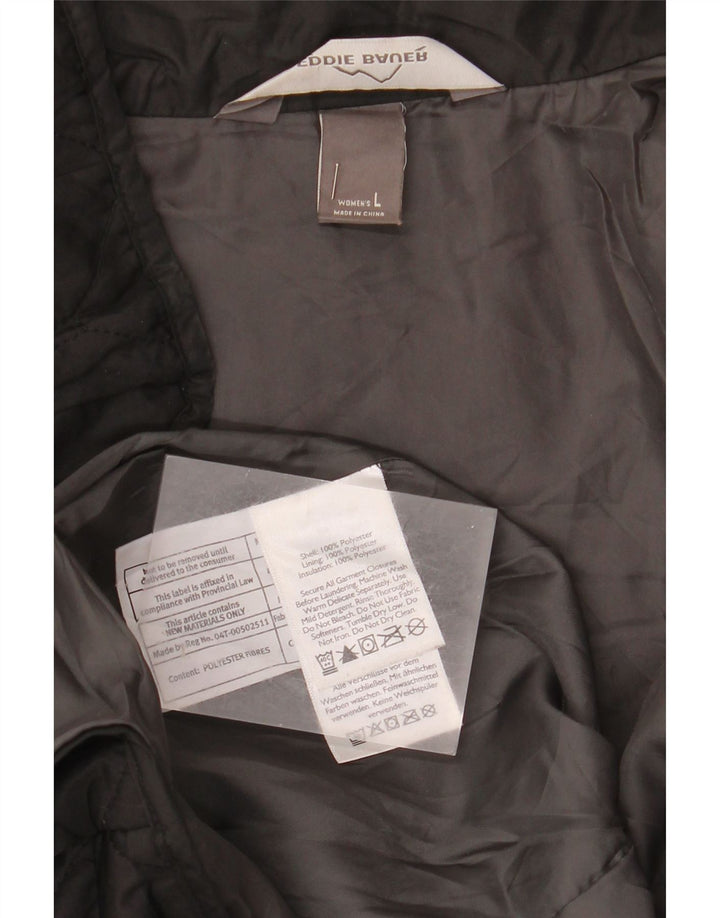Eddie Bauer Womens Quilted Jacket UK 16 Large Black Polyester