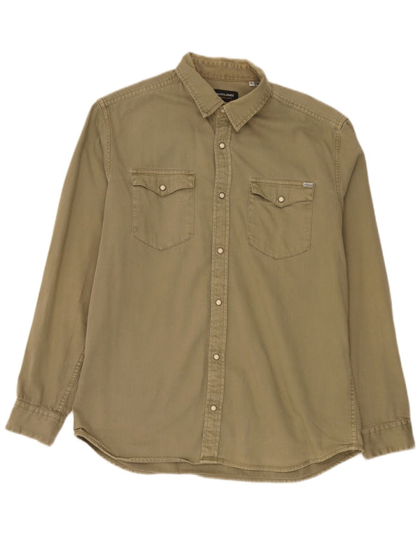 Jack & Jones Mens Denim Shirt XL Khaki