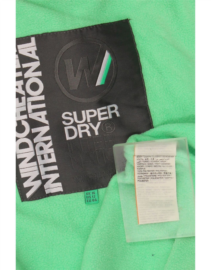 SUPERDRY Womens Hooded Windbreaker Jacket UK 16 Large Grey Polyester