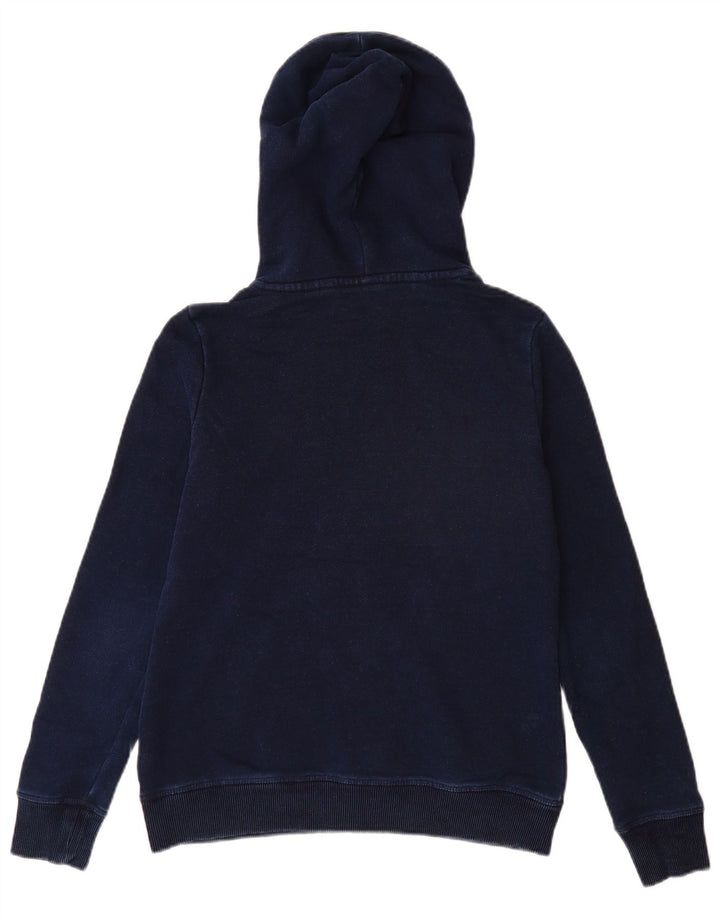 SUPERDRY Womens Hoodie Jumper UK 8 Small Navy Blue Cotton