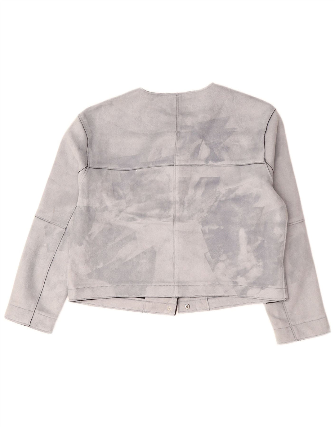ZARA Womens Oversized Crop Bomber Jacket UK 10 Small Grey Polyester