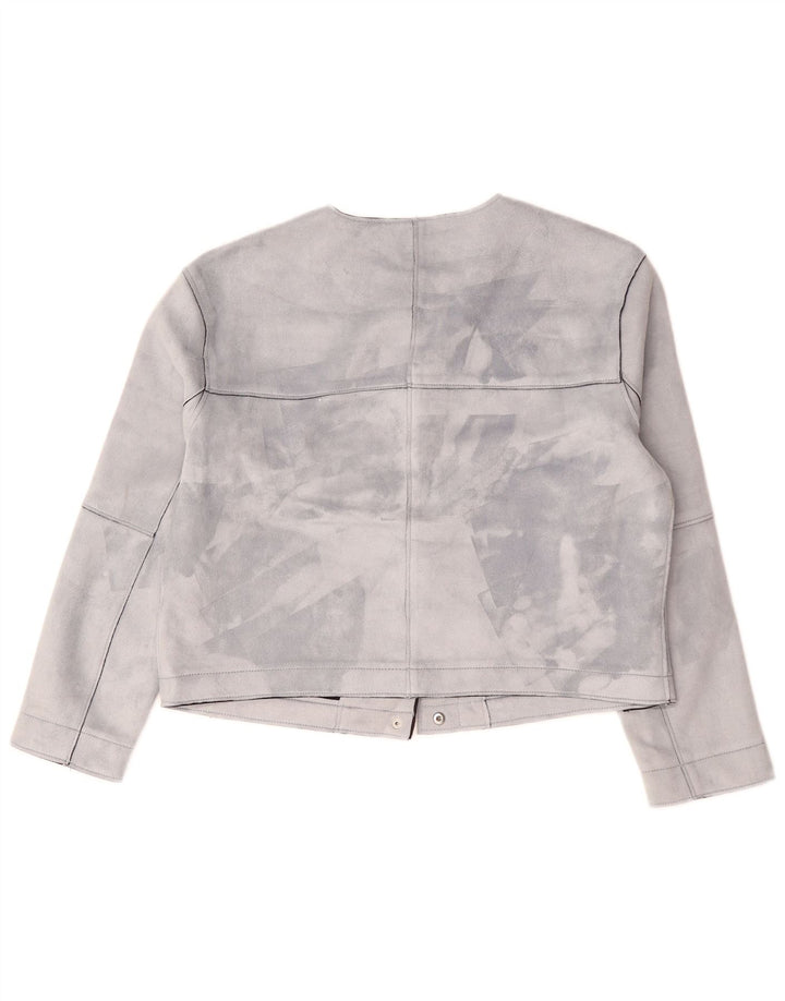 ZARA Womens Oversized Crop Bomber Jacket UK 10 Small Grey Polyester