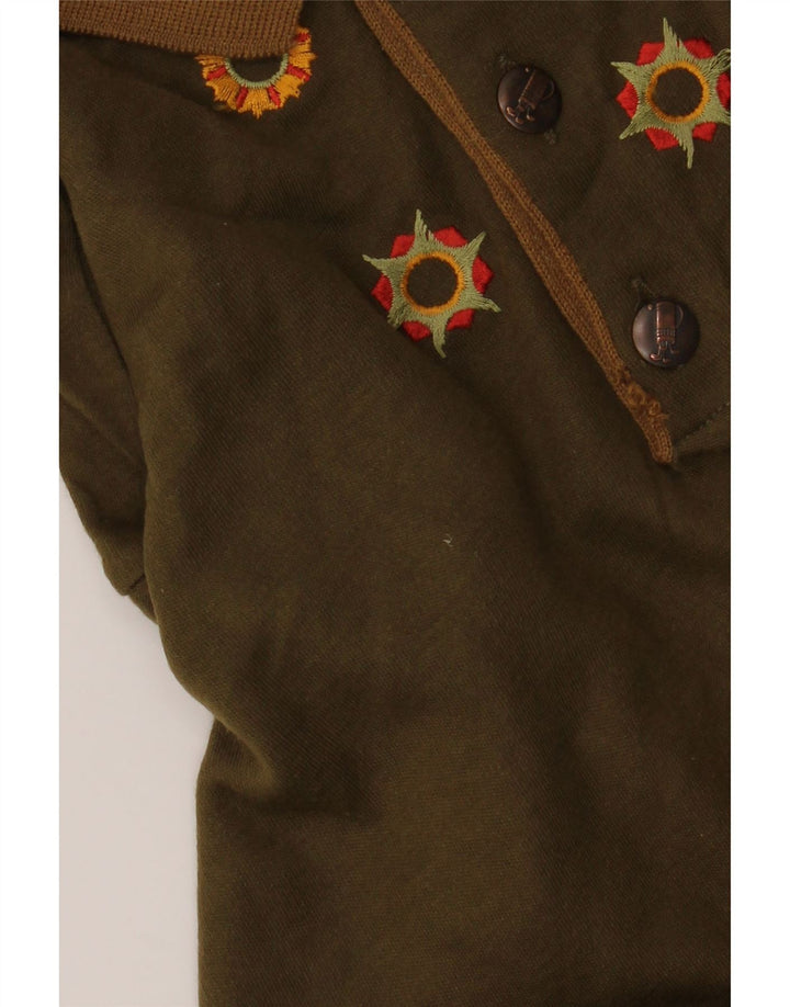 VINTAGE Mens Polo Neck Jumper Sweater Large Khaki Acrylic