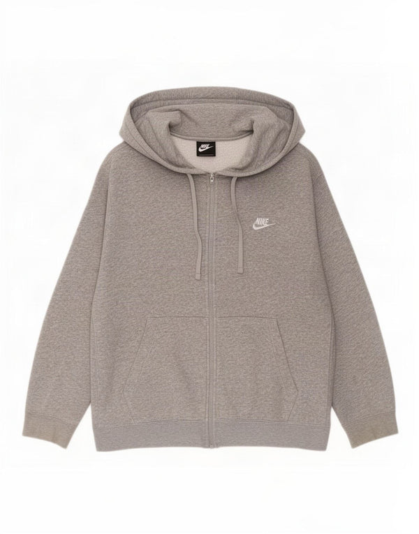 Nike Mens Zip Hoodie Sweater Large Grey Cotton