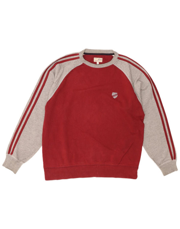 ASICS Mens Sweatshirt Jumper Medium Red Colourblock Cotton