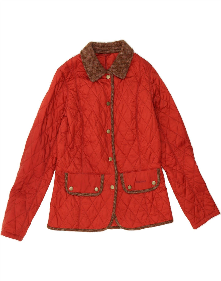 BARBOUR Womens Quilted Jacket UK 10 Small Red Vintage Barbour and Second-Hand Barbour from Messina Hembry 
