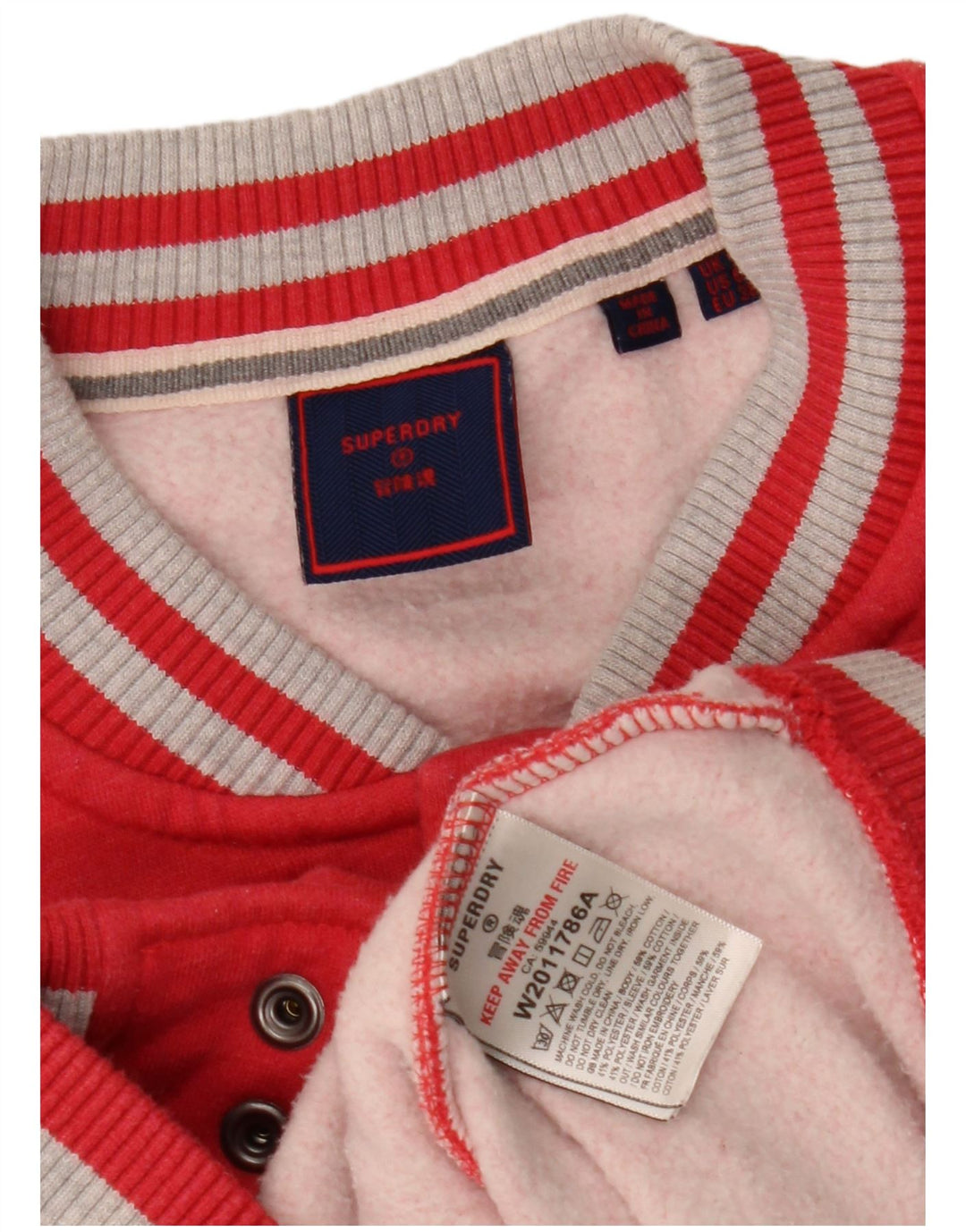 Superdry Womens Varsity Jacket UK 10 Small Red Colourblock Cotton