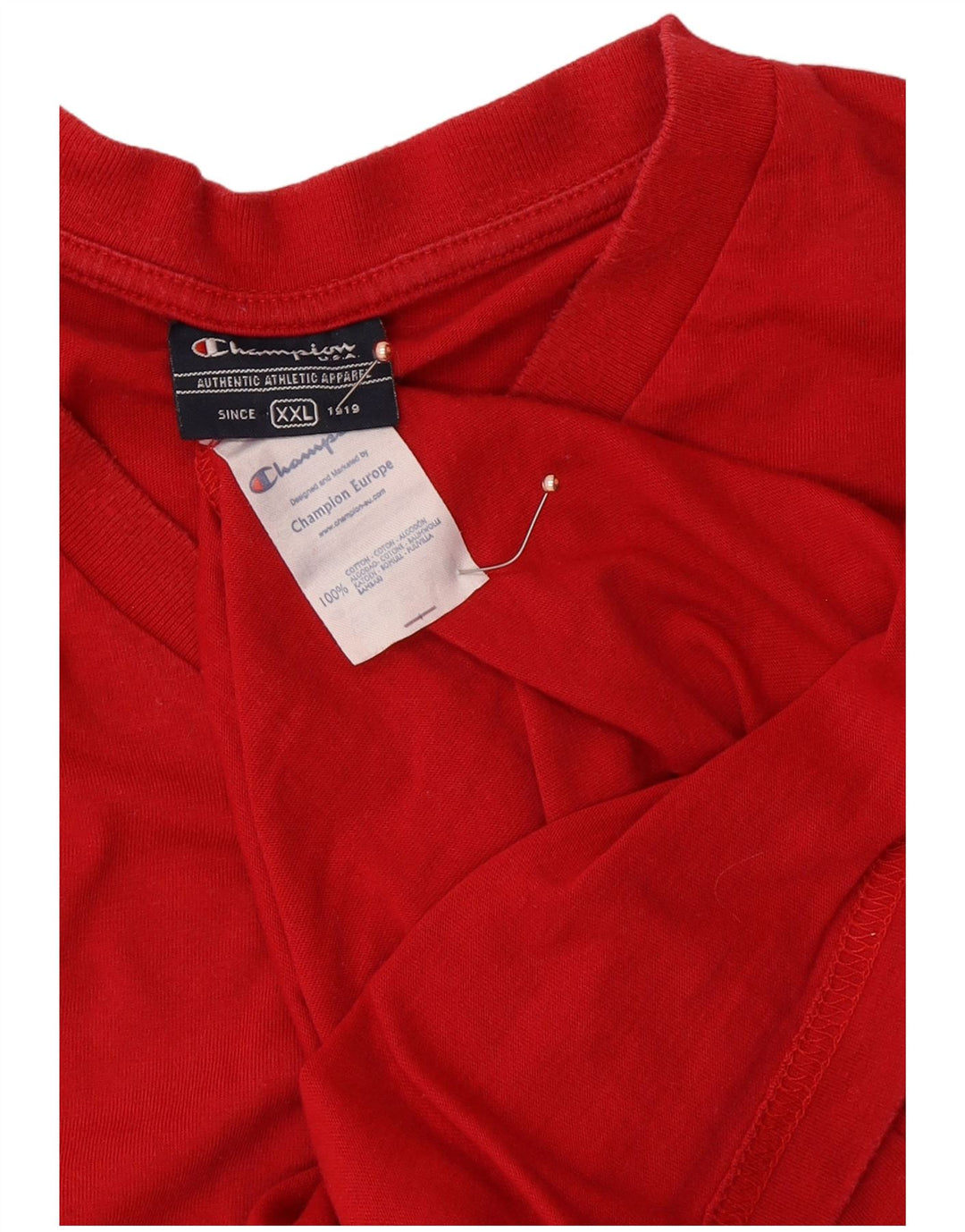 CHAMPION Mens T-Shirt Top 2XL Red Cotton