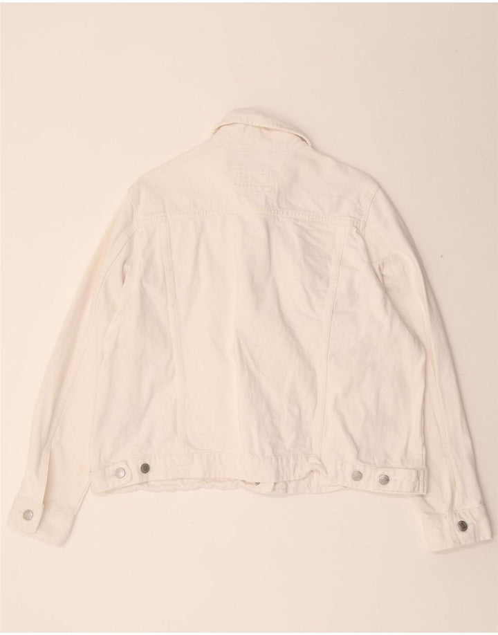 Marks & Spencer Womens Denim Jacket UK 18 XL White Cotton