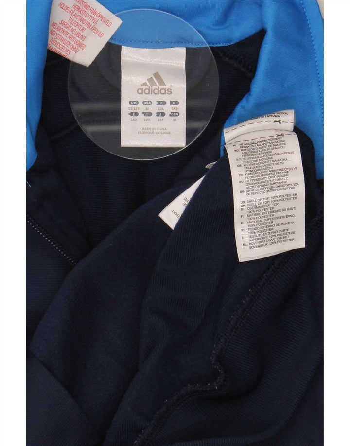 Adidas Boys Tracksuit Top Jacket 11-12 Years Navy Blue Polyester