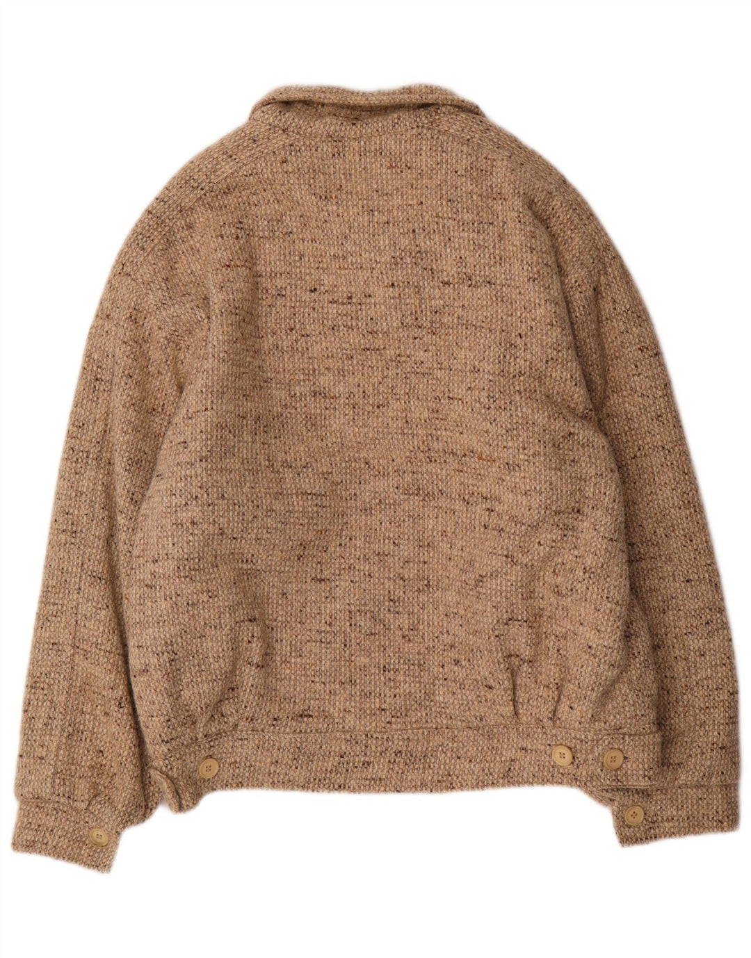 VINTAGE Mens Bomber Jacket UK 38 Medium Beige Flecked Wool