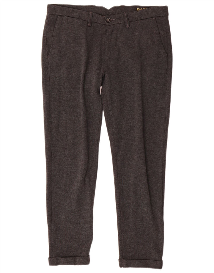 Refrigiwear Mens Slim Chino Trousers W32 L28 Grey Polyamide