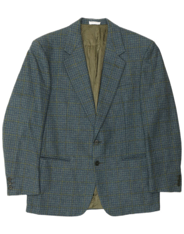GILBERTO DOARDI Mens Blazer Jacket IT 50 Large Blue Houndstooth Classic