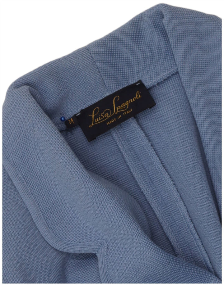 Luisa Spagnoli Womens 3 Button Knit Blazer Jacket UK 12 Medium Blue