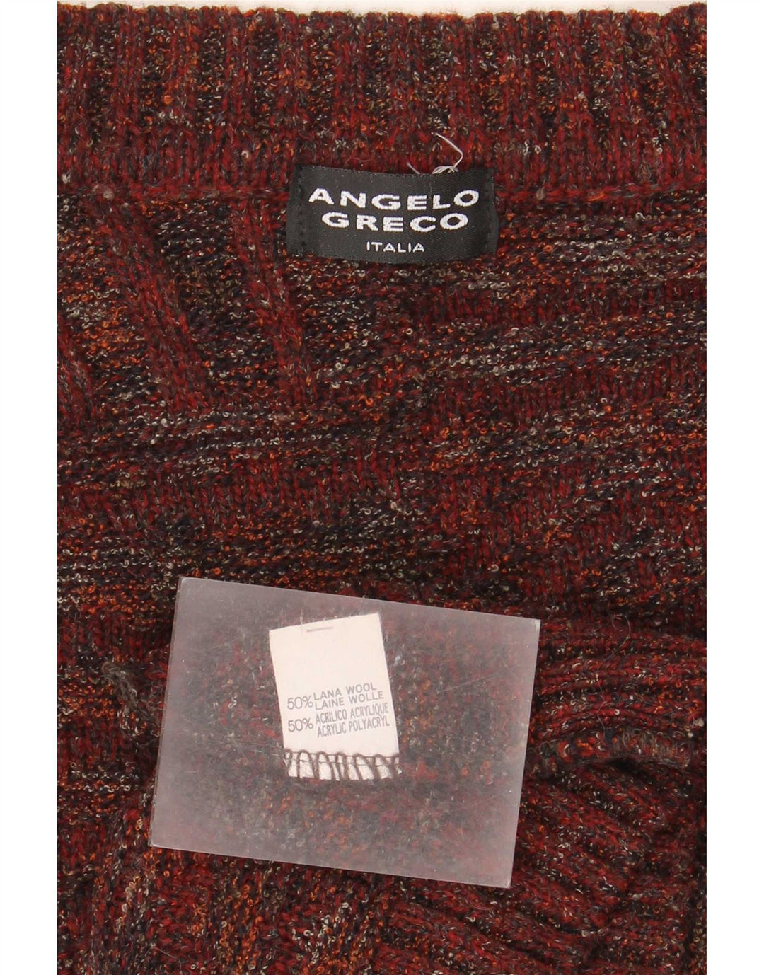 Angelo Greco Mens Cardigan Sweater Large Burgundy Flecked Wool