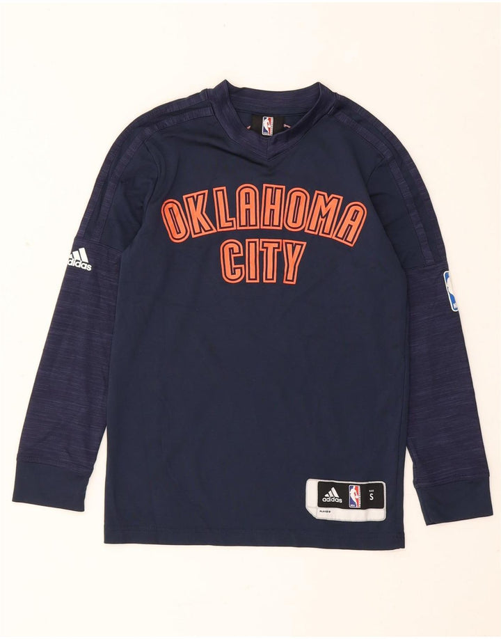 Adidas Boys Graphic Top Long Sleeve 7-8 Years Small Navy Blue
