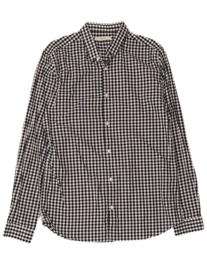 Jack & Jones Mens Shirt Medium Navy Blue Gingham Cotton