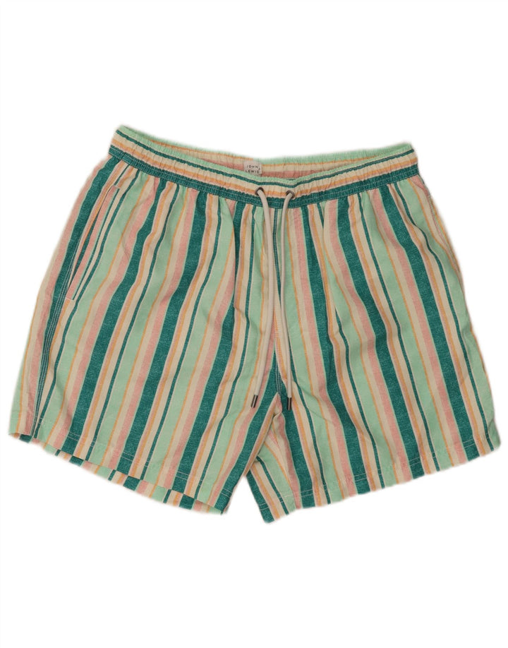 John Lewis Mens Swimming Shorts Medium  Green Striped Polyester
