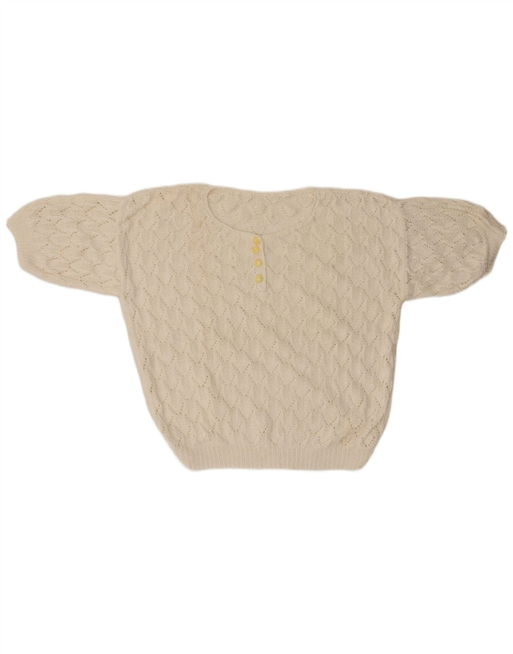 VINTAGE Womens Oversized Crew Neck Jumper Sweater UK 18 XL White