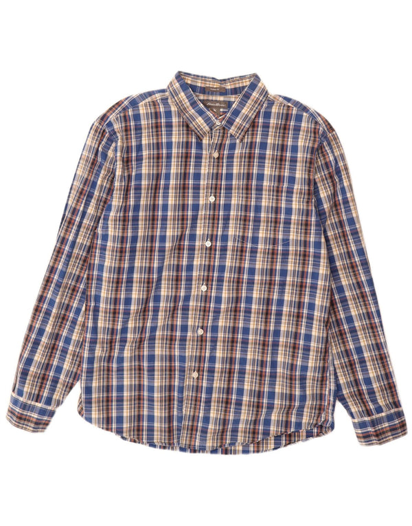 Eddie Bauer Mens Classic Fit Shirt Large Blue Check Cotton
