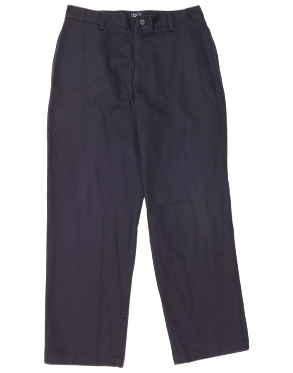 IZOD Mens Straight Classic Fit Chino Trousers W32 L30 Navy Blue Cotton