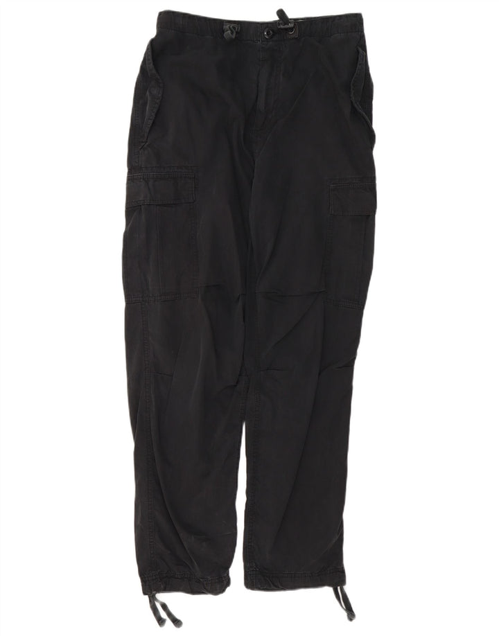 SUPERDRY Mens Straight Cargo Trousers W32 L28 Black Cotton