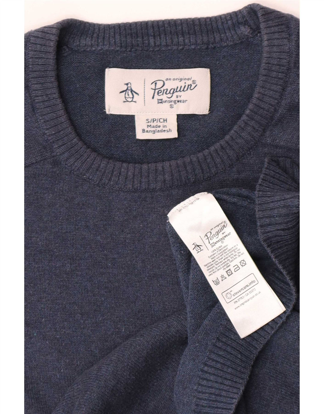 Penguin Mens Crew Neck Jumper Sweater Small Blue Cotton