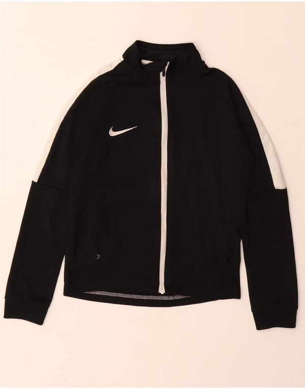 NIKE Boys Dri Fit Tracksuit Top Jacket 8-9 Years Small  Black Colourblock