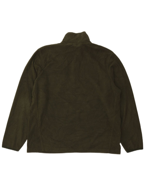 Eddie Bauer Mens Zip Neck Fleece Jumper Large Green Polyester