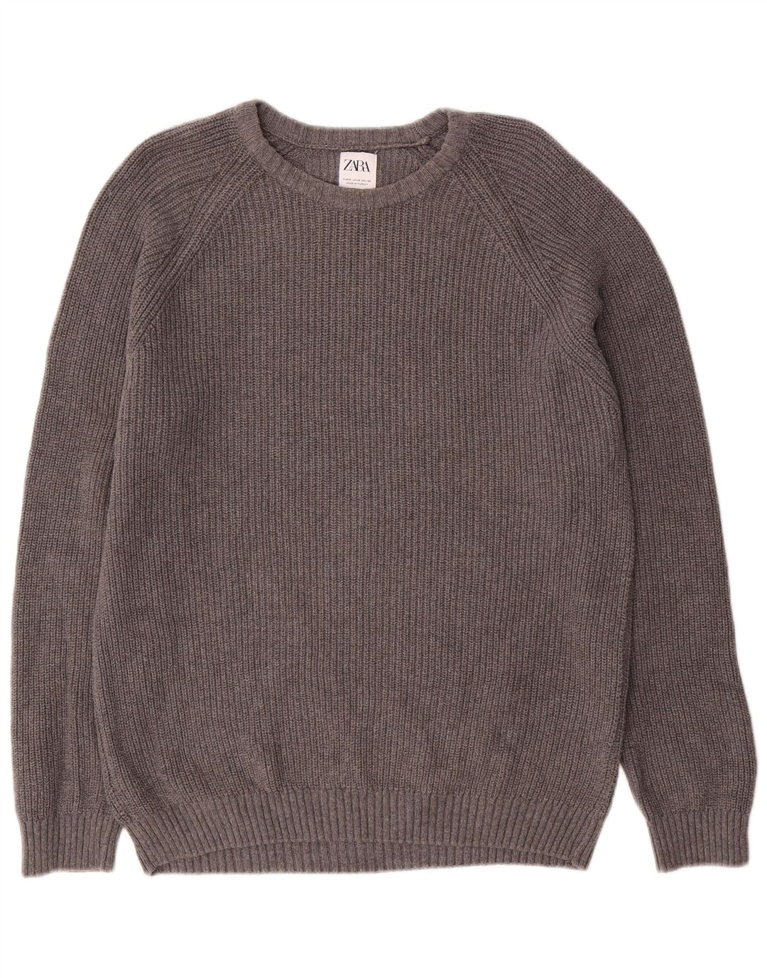 Zara Mens Boat Neck Jumper Sweater Medium Grey Cotton
