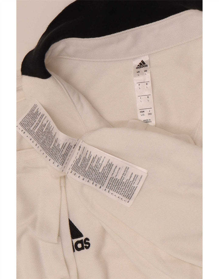Adidas Mens Polo Shirt Large White Cotton