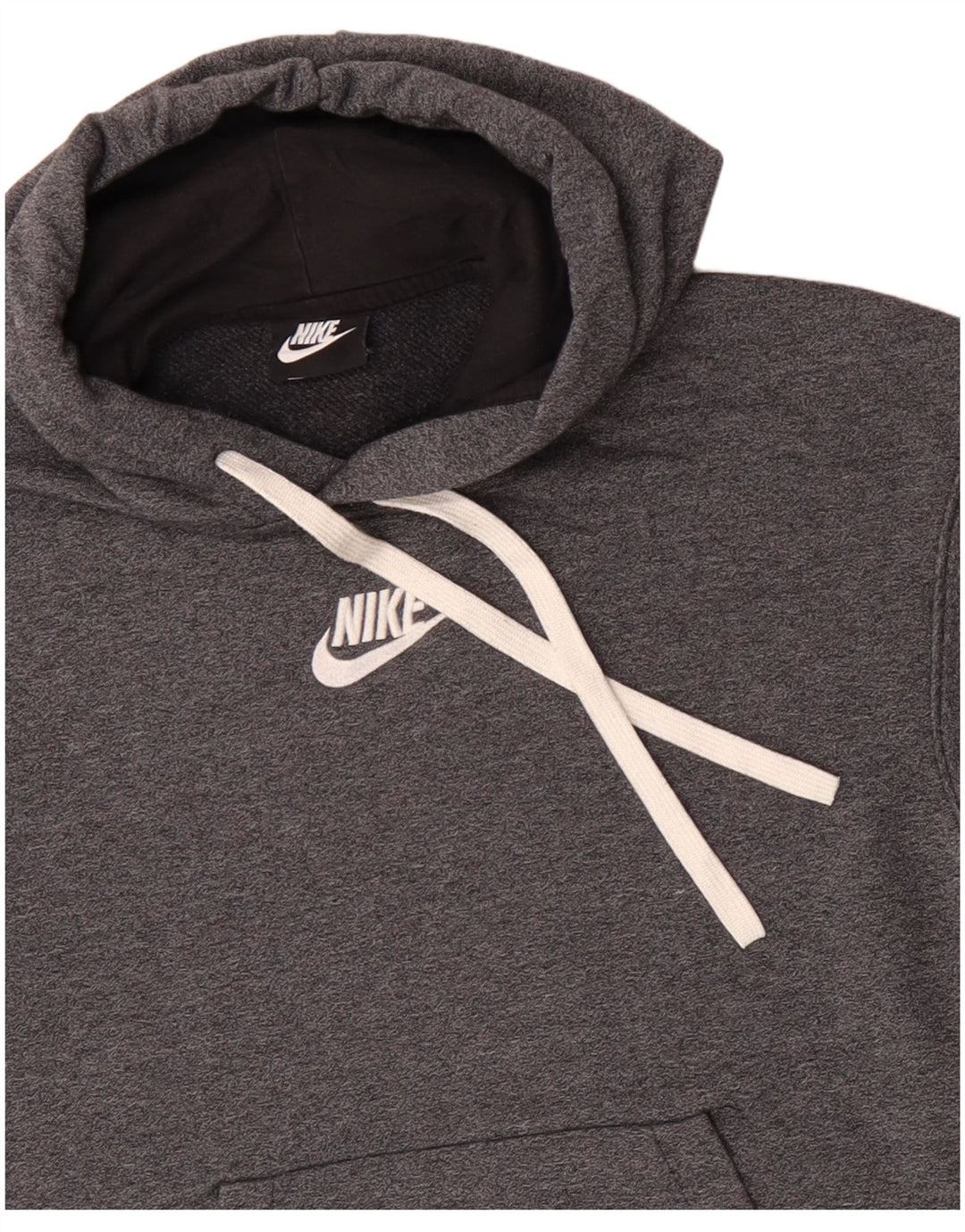 NIKE Womens Hoodie Jumper UK 12 Medium Grey Cotton