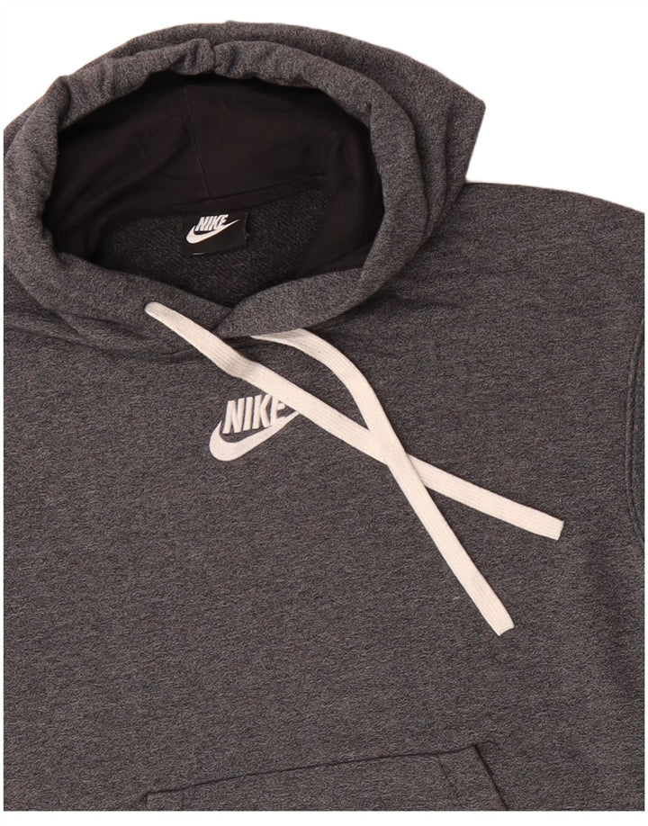 NIKE Womens Hoodie Jumper UK 12 Medium Grey Cotton