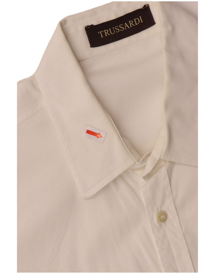 TRUSSARDI Mens Shirt Medium White Cotton