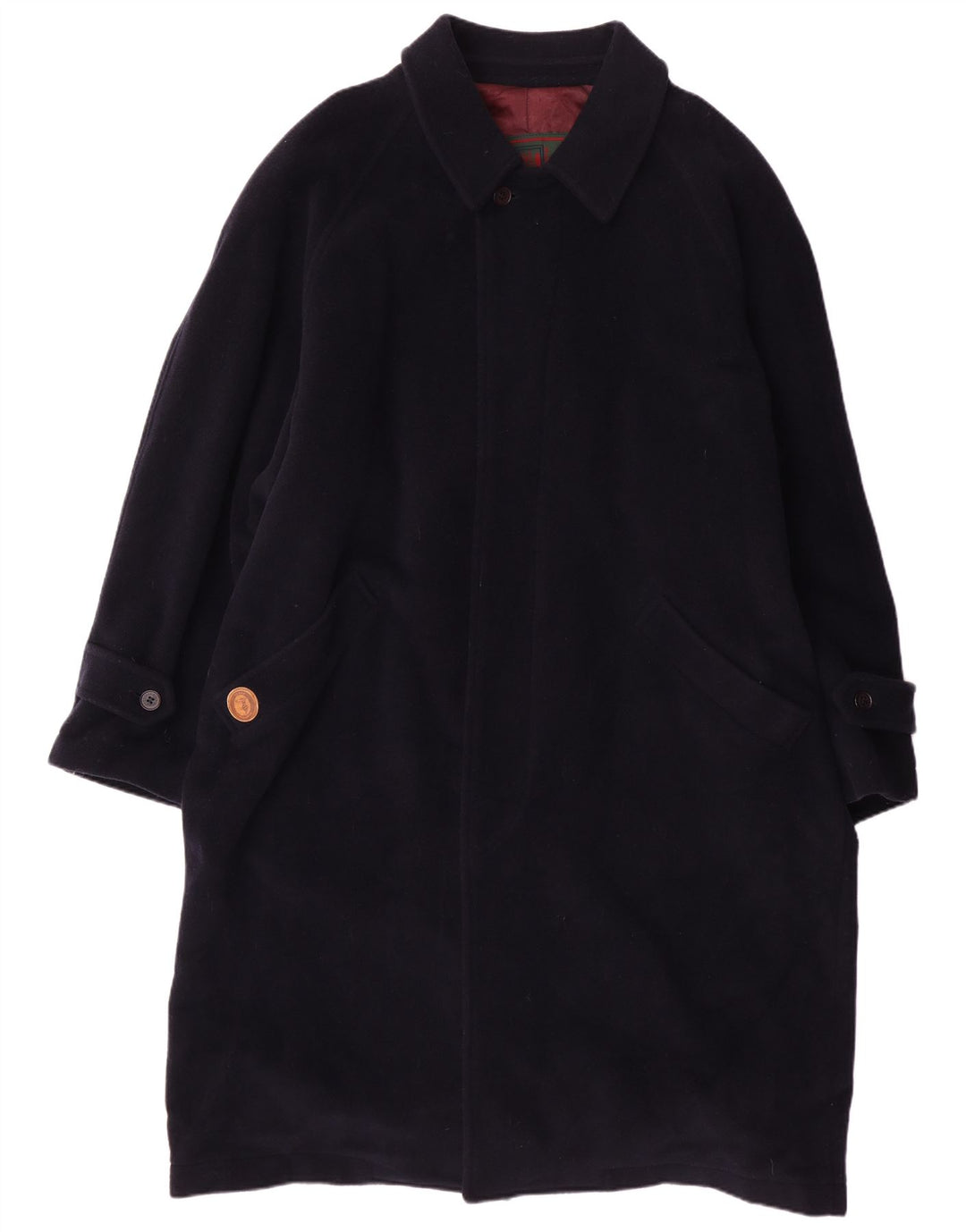 TRUSSARDI JEANS Mens Overcoat UK 42 XL Navy Blue Wool