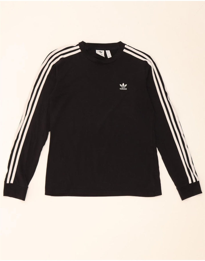 Adidas Womens Top Long Sleeve UK 12 Medium Black Cotton