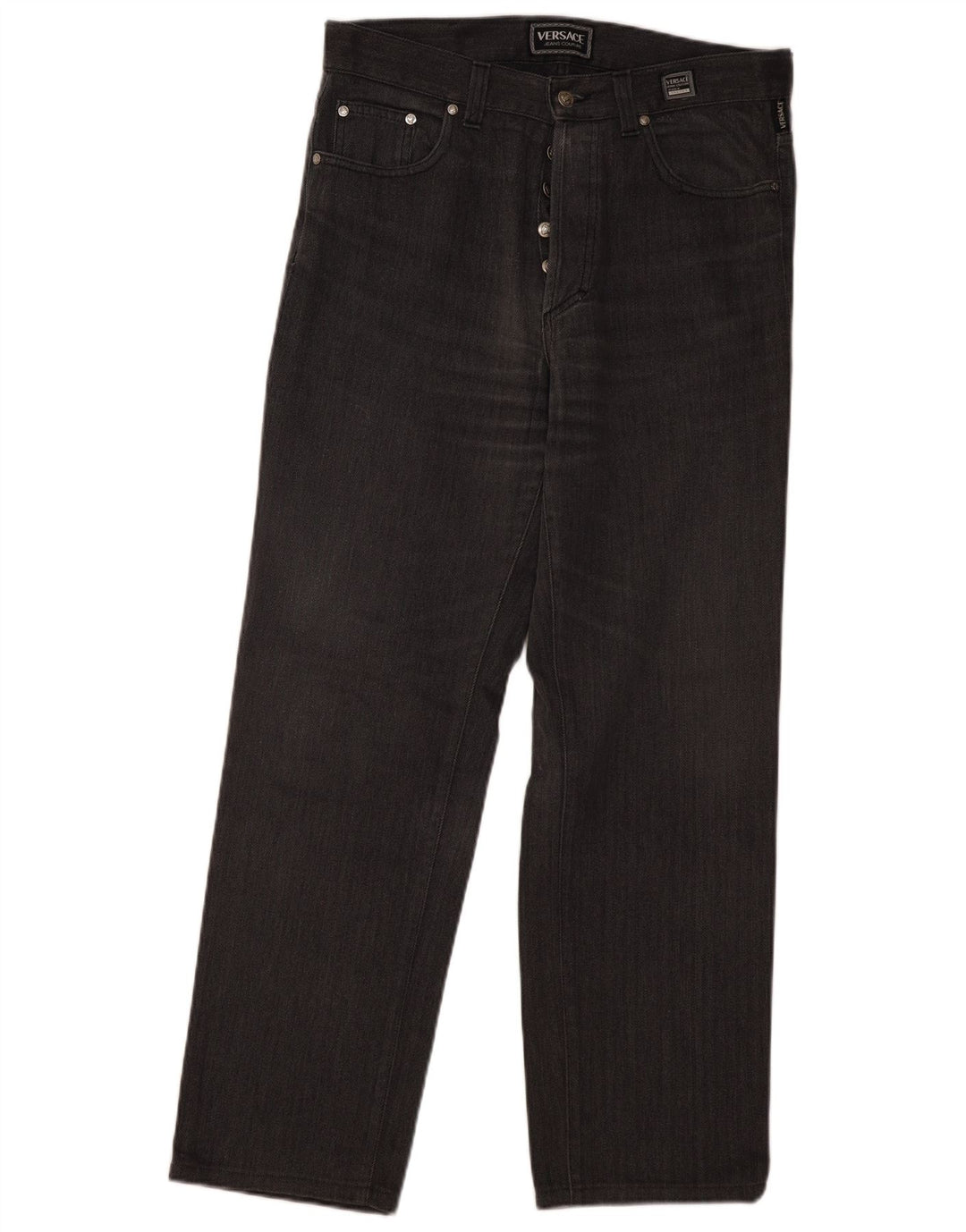 VERSACE Mens Straight Jeans W36 L30 Grey Herringbone