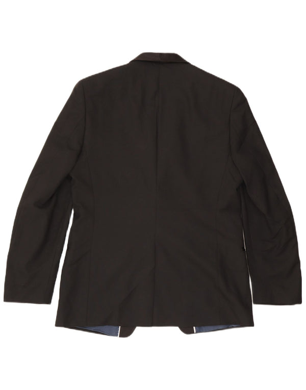 MARKS & SPENCER Mens 1 Button Blazer Jacket EU 50 Large Black Polyester
